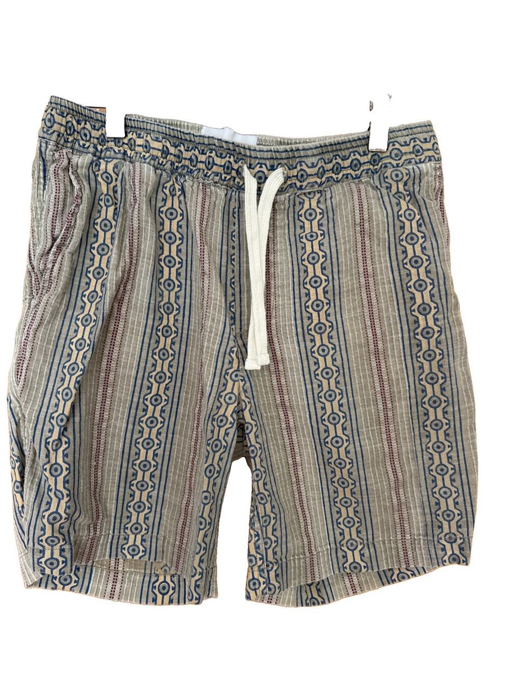 Corridor New York mens shorts small Tan/dark Blue/ Burgundy